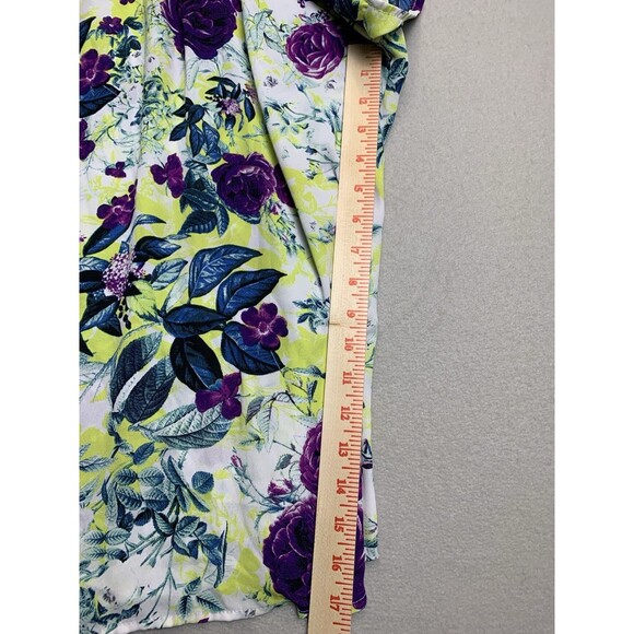 Torrid Georgette Chain-Link Cold Shoulder Boho Blouse Size 4 Purple Green Floral - Picture 6 of 7